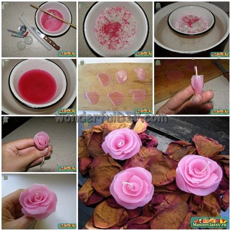 Making the candle to look like a rose, lit it at night, is not all of a sudden romantic? Candlelight, roses, delicious dinner, as well as your lover. . . Diy, Home-made Candles, Decoration, Diy Candles With Crayons, Wax Candles Diy, Candle Making, Diy Candle Sticks, Candle Craft, Handmade Candles