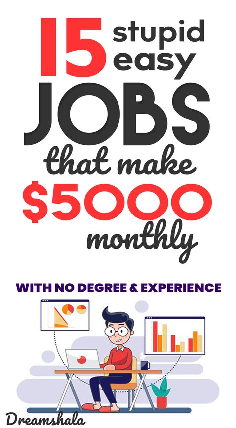 15 stupid-easy jobs that make $5000 monthly. #easyjobs #sidejobs #onlinejobsforshypeople #shyepeople #dreamshala Unique Jobs Ideas, Make 5000 In A Month, Online Easy Jobs, Easy Online Jobs Extra Money, At Home Jobs, Jobs From Home, Netflix Jobs, Best Jobs, Self Employed Jobs