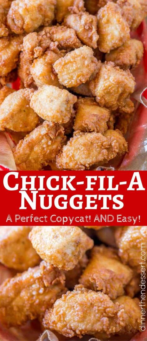Chick-fil-A Nuggets made with chicken breast meat and no pickle juice are an spot on copycat of the original nuggets without the hefty price tag! #chickfila #chickfilarecipes #chickfilacopycat #copycatrecipes #copycat #dinnerthendessert #chicken #chickenrecipes #copycatchickenrecipes Healthy Recipes, Casserole, Chicken Recipes, Chicken, Chick Fil A Nuggets, Chicken Nuggets, Chick Fil A Recipe Copycat, Recipe For Chick Fil A Chicken, Canned Chicken