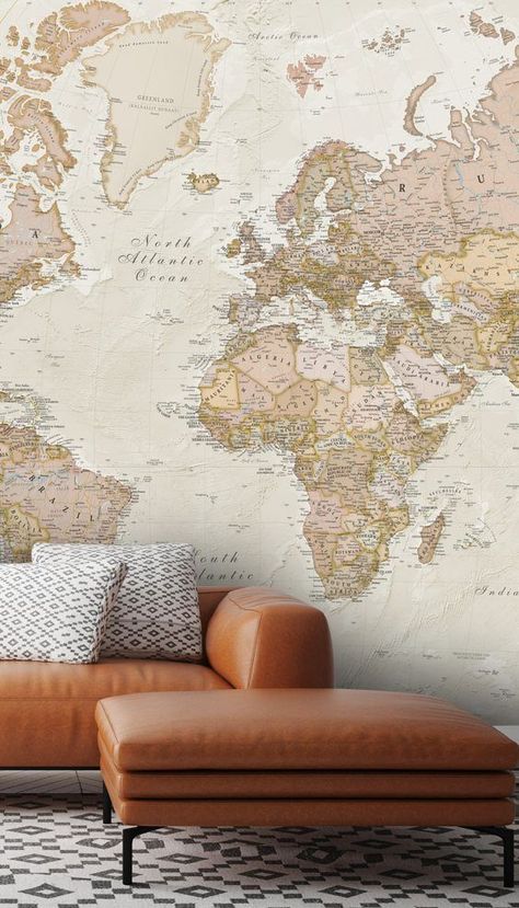 Ideas, Art, Home Décor, Vintage, Map Wall Mural, World Map Wallpaper, World Map Wall Decor, World Map Wall Art, World Map Wall