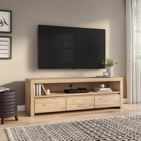 Eurostyle Bryant TV Stand for TVs up to 70" | Wayfair Home Décor, Design, Tv Stand Wood, Tv Console Design, Tv Stands, Tv Stand Decor, Tv Stand, Oak Tv Stand, Wooden Tv Stands