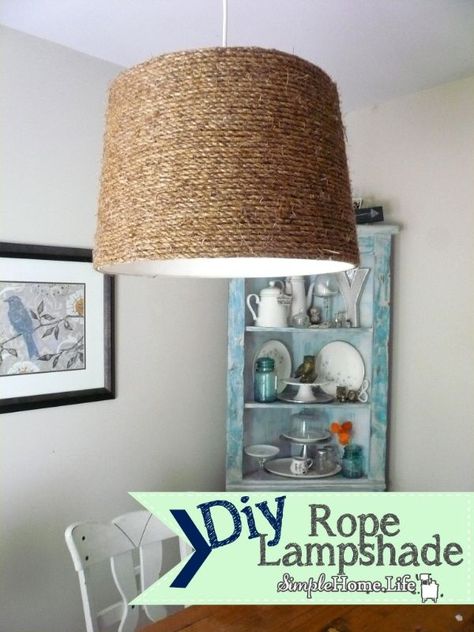 DIY Rope Lampshade Upcycling, Lamp Shades, Diy, Diy Home Décor, Diy Furniture, Diy Lamp Shade, Diy Lamp, Diy Lighting, Lamp Shade