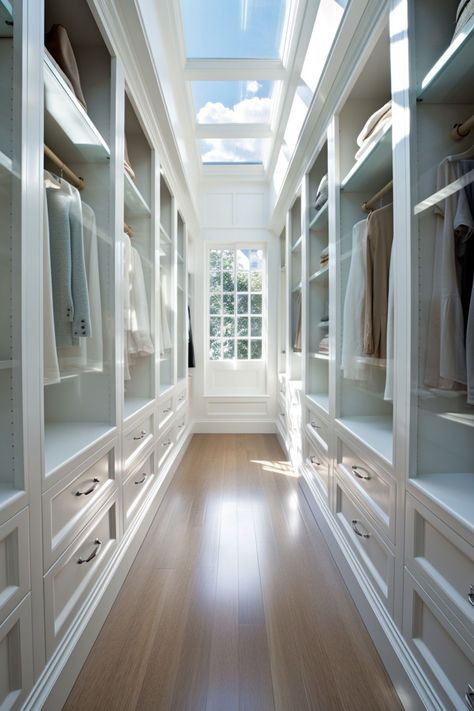 See how we added extra square footage to our narrow walk-in closet design! (BONUS: 👉FREE Design Guide—click to get it TODAY!👈) Wardrobes, Small Walk In Closet Dimensions, Walk Through Closet To Bathroom, Walk In Closet Dimensions, Walk In Closet Plan, Walk In Closet Size, Walkin Closet Ideas Master Suite, Narrow Walk In Closet, Small Walk In Closet Ideas