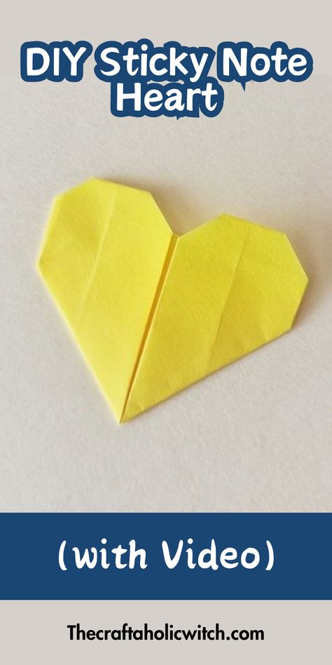Crafting made simple and fun! Discover the steps to make a heart out of a sticky note in 3 minutes by checking out our engaging video tutorial.| origami crafts diy, how to make a heart out of paper, sticky note origami, how to make paper hearts, sticky note origami step by step, valentine day crafts | Origami, Ideas, Diy, How To Make Paper, Sticky Note Crafts, Sticky Note Pad, Origami With Sticky Notes, Sticky Note Origami, How To Make Origami