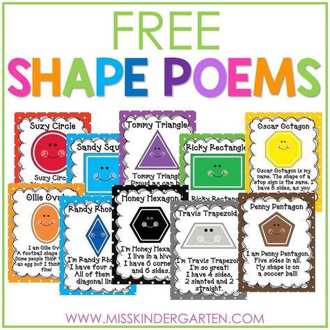 Miss Kindergarten {Hadar} on Instagram: “These 2D shapes poems and activities are full of learning and fun for your preschool and kindergarten students! Use these activities as you…” Montessori, Pre K, Teaching Shapes, Shapes Worksheets, Shapes Kindergarten, Shapes Worksheet Kindergarten, Shape Poems, Kindergarten Worksheets, Preschool Learning
