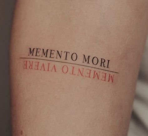 Tattoo, Tattoo Designs, Memento Vivere, Memento Mori, Amor Fati Tattoo, Symbolic Tattoos, Good Tattoo Quotes, Literature Tattoos, Tatoo