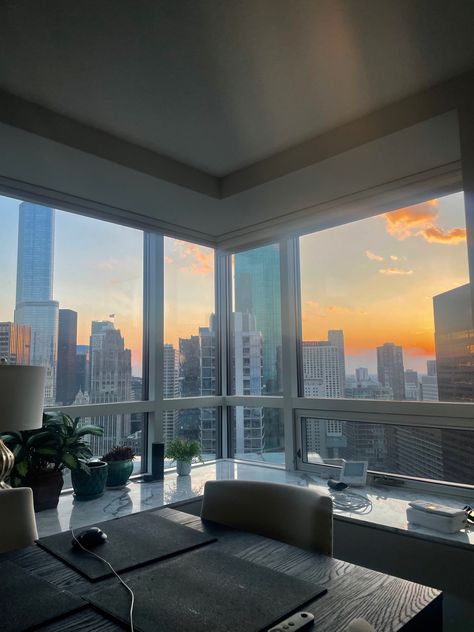 #city #cityscape #citylife #sunsets #citygirl #sunsetphotography #chicago #art #beauty Home, Chicago, Downtown Apartment, City View Apartment, City Condo, City Apartment, City Living, Apartment View, Chicago Apartment