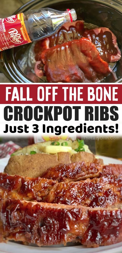 Fall Off The Bone Ribs In The Crockpot, Slow Cooker Rib Recipes, Crockpot Recipes Pork Ribs, Pork Rib Crockpot Recipes, Rock Pot Ribs, Essen, Ribs In Oven Fall Off The Bone Crock Pot, Ribs In Slow Cooker Crock Pots, Country Style Pork Ribs Crock Pot Dr Pepper