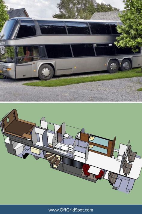 This double decker bus conversion shows how one man took a 1992, 90 seater bus and transformed it into a beautiful home. Bus Home, Bus Home Conversion, Double Deck Bus, Luxury Rv Living, Bus Motorhome, School Bus Tiny House, School Bus Camper, School Bus House, Converted School Bus