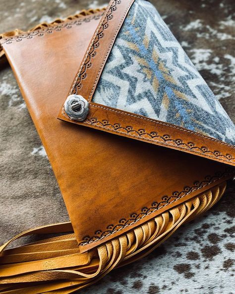 LOVLEATHERS ~ Leather Fashion on Instagram: “✨✨ TODAYS DROP ✨✨ go get her 🤟🏻 • Pendleton Tooled leather Clutch/Crossbody • Gold Deerskin Fringe • Brand New Pendleton Fabric this…” Tooled Leather Bag, Tooled Leather Wallet, Leather Clutch, Leather Wallet, Leather Bags, Leather Purses, Leather Bag, Leather Gifts, Leather Tooling