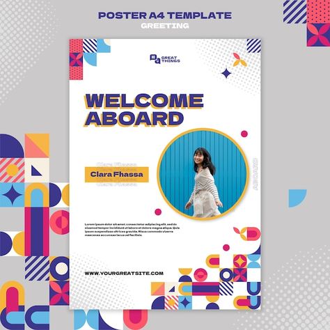 Greeting card poster template | Free Psd #Freepik #freepsd #happy-poster #geometric-template #celebration-poster #geometric-poster Design, David Beckham, Brochures, Advertising Ideas, Event Poster, Poster Layout, Greeting Card, Flyers, Poster Design