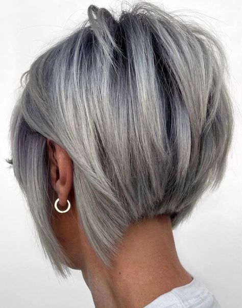 Silver Pixie Bob with Textured Layers Long Pixie, Haircuts For Fine Hair, Long Pixie Cuts, Longer Pixie Haircut, Haircut For Thick Hair, Short Pixie Bob, Grey Bob Hairstyles, Short Bob Haircuts, Long Pixie Hairstyles