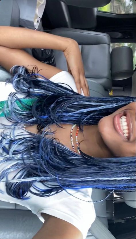 blue layered micro box braids :ooo Hair Styles, Haar, Aesthetic Hair, Hair Inspiration, Afro, Hair Looks, Hair Inspo, Pretty Hairstyles, Black Girls Hairstyles