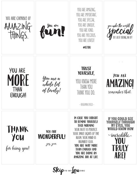 Positive affirmations {PRINT and share with friends} | Skip To My Lou Motivation, Positive Affirmations For Kids, Affirmation Cards, Affirmations For Kids, Positive Affirmations, Positive Messages, Vision Board Printables, Affirmation Words, Positive Quotes