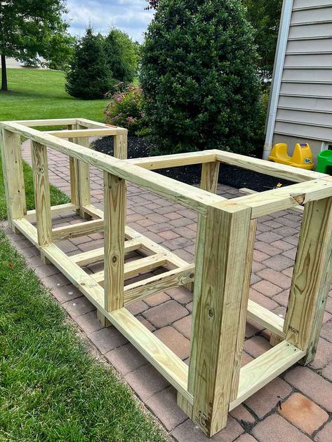 wood outline without grill Patio Grill Station Diy Wood, Diy Outdoor Grilling Station On A Budget, Diy Wood Outdoor Kitchen, Diy Outdoor Built In Grill, Diy Outdoor Grill Station, Outdoor Fire Pit Wood Storage, Diy Outside Cooking Station, Diy Patio Grill Station, Grill Surround Diy
