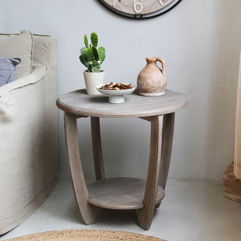 Home Décor, Ideas, Accent Side Table, Farmhouse Side Table, Farmhouse End Tables, End Tables With Storage, Living Furniture, Tall End Tables, Round Shelf