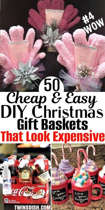 Cheap Christmas gift baskets Diy for couples, families, women, kids, men, teens, and even mom! This gift list includes the best dollar tree ideas for coworkers and teachers too like a spa kit and wine basket that don't look cheap but are! Crafts, Winter, Diy Christmas Gifts For Coworkers, Cheap Gifts For Coworkers, Gift Baskets For Christmas, Diy Christmas Gifts For Family, Diy Christmas Gifts For Friends, Diy Christmas Gifts For Men, Cheap Gift Baskets