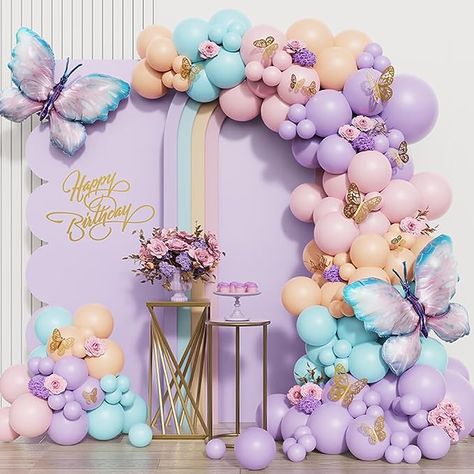 Butterfly Birthday Decorations 150pcs Purple Pink Butterfly Pastel Balloon Garland Arch Kit with Butterfly Stickers for Girls Baby Shower Butterfly Theme Birthday Party Wedding Decorations Balloon Decorations, Balloons, Butterfly Birthday Decorations, Balloon Garland, Butterfly Birthday Party Decorations, Birthday Decorations, Pink Balloons, Butterfly Baby Shower Decorations, Butterfly Birthday Theme