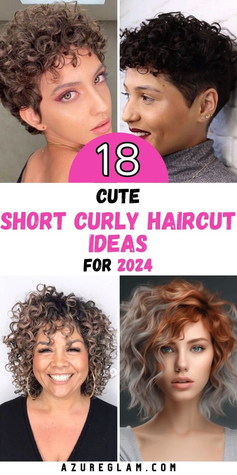 Explore the world of short curly haircut ideas for 2024 with our stylist's inspiration. Whether you have naturally curly hair or you're looking to embrace curls, we've got you covered. From chic Pixie cuts to bold and trendy Mullet styles, our collection offers a variety of options to suit your taste. Say goodbye to ordinary haircuts and hello to a curly transformation that will make heads turn. Pixie Cuts, Short Hair Cuts For Women, Haircuts For Curly Hair, Perm On Short Hair, Pixie Haircut For Thick Hair, Thin Curly Hair, Layered Curly Haircuts, Short Curly Haircuts, Short Permed Hair