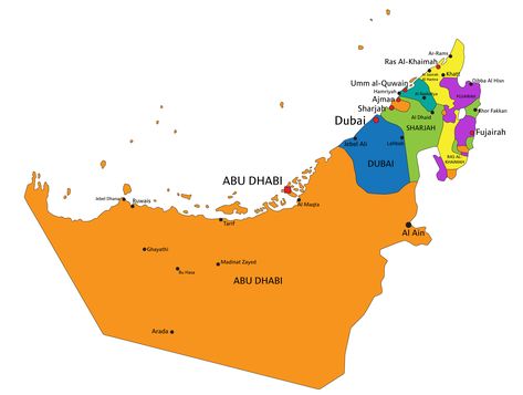 Emirates Map of The United Arab Emirates Dubai, Abu Dhabi, United Arab, United Arab Emirates, Dubai Map, Uae National Day, Asia Map, Global City, Location Map