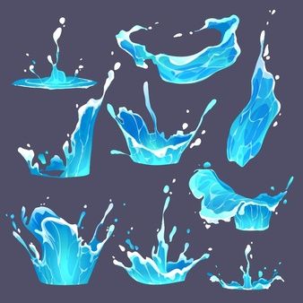 Free Vector | Collection of realistic water splashes Art, Digital Painting Tutorials, Animation, Water Splash Vector, Water Sketch, Water Drawing, How To Draw Water, Digital Drawing, Digital Art Tutorial
