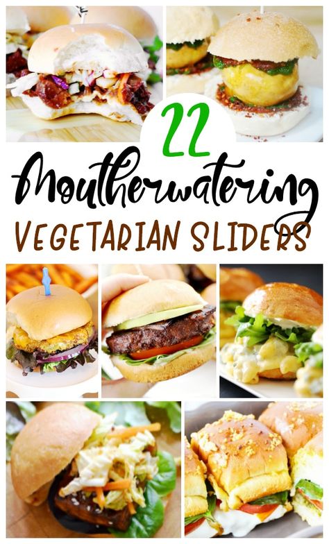 Are you looking for a meatless alternative to sliders? Well here are several vegetarian sliders that taste amazing. #vegetarian #meatless #sliders Healthy Recipes, Apps, Snacks, Sandwiches, Vegetarian Sandwich, Vegetarian Sandwiches, Vegan Appetizers, Veggie Recipes, Slider Sandwiches