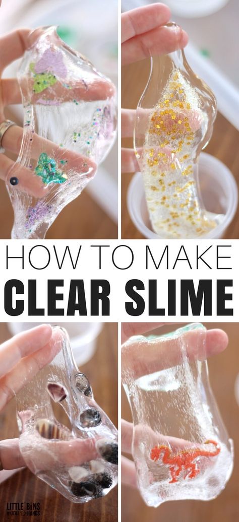 How To Make Clear Slime | Little Bins for Little Hands How To Fix Over Activated Slime, Long Lasting Slime Recipe, Glue Recipe, Clear Things, Tactile Sensory, Glue Slime, Clear Glue Slime, Borax Powder, Resep Slime