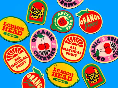 Fruit stickers by Tyler Pate on Dribbble Fruit, Design, Fruit Labels, Fruit Packaging, Food Stickers, Fruit Logo, Fruit Design, Fruit Art, Creative Illustration