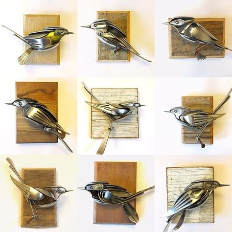 Matt Wilson Turns old Cutlery into Unique Metal Sculptures Welding, Design, Metal, Dekorasyon, Kunst, Sanat, Sculpture Art, Scrap, Bird Sculpture