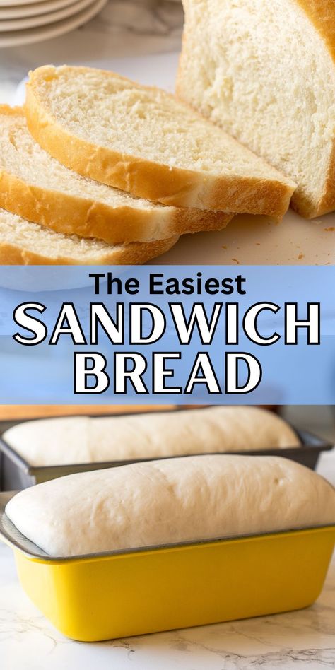 This Easy Homemade Sandwich Bread recipe is perfect for first time bakers! With just basic pantry ingredients you can bake up a soft and fluffy loaf of bread in no time!
