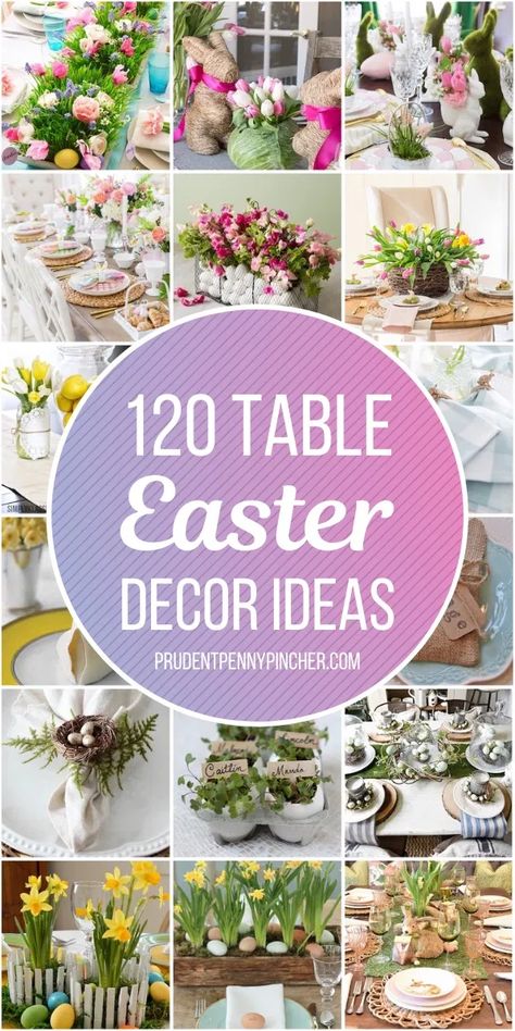 Impress your easter dinner guests with these simple and elegant DIY table easter decorations. From easter centerpieces to Easter Tablescapes, there are plenty of easter decor ideas for the table to choose from. Diy, Decoration, Easter Table Settings, Easter Centerpieces, Easter Table Decorations, Easter Centerpieces Diy, Easter Dinner Table, Easter Buffet, Easter Place Settings