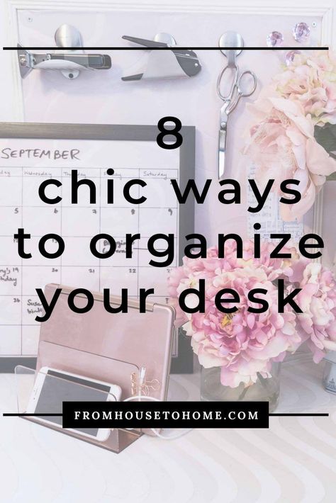 These space saving desk organization ideas will have your small office organized in no time. #fromhousetohome #deskorganization #homeoffice #organizing #officeorganization  #storageideas Organisation, Studio, Decoration, Interior, Design, Home Organisation, Home Décor, Diy, Office Organization At Work