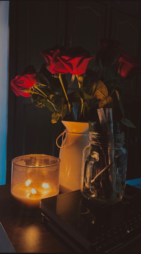 Nature, Aesthetics, Roses, Vintage, Candles Wallpaper, Flowers Photography Wallpaper, Romantic Candles, Flower Aesthetic, Red Flowers