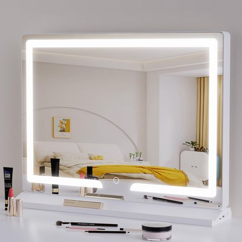 PRICES MAY VARY. 1.Achieve optimal lighting for your daily makeup routine with the LOWIXI lighted makeup mirror. Featuring an LED strip and 3-tone settings, you can choose between warm/natural/cold white lighting to suit your preferences. 2.Smart touch buttons for this light-up vanity mirror Simply short press power ON/OFF & change the light color, and Long press to adjust the brightness. We keep all the Functions the one touch, it can serve you great. 3.Our illuminated makeup mirrors are design Dressing Table, Design, Led Vanity, Mirror With Led Lights, Led Makeup Mirror, Light Up Vanity, Lighted Vanity Mirror, Mirror With Lights, Hollywood Vanity Mirror