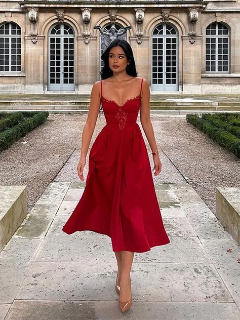 Evening Dresses, Lady, Dresses, Casual, Red Lace Dress Long, Lace Dress Long, Long Dresses Elegant, Red Evening Dress, Dress Outfits