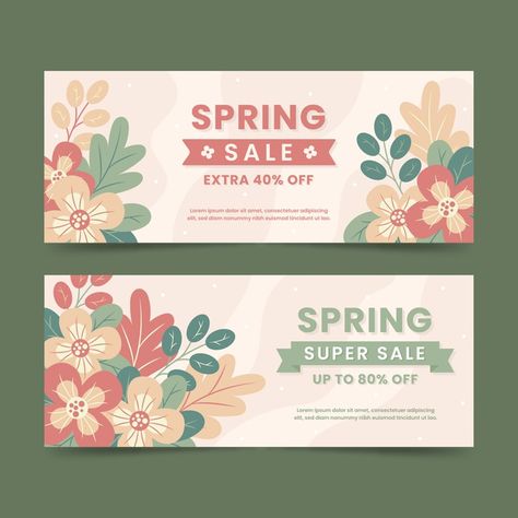 Flat design spring sale banners | Free Vector #Freepik #freevector #banner #sale #floral #flowers Flat Design, Design, Layout, Floral, Banner Design, Spring Sale Banner, Banner Design Inspiration, Floral Banners, Spring Banner