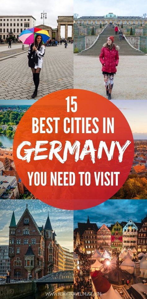Here are 15 of the best cities in Germany you need to visit, from a girl who has lived in the country for 4  years! Germany is one of the best European countries to travel in, and this list will help you plan the best trip to the country. Aside from the popular cities like Berlin, Munich and Stuttgart, there are also a few lesser-known places that are full of pleasant surprises. #Germany Brandenburg, Munich, Stuttgart, Popular, Country, Ideas, Berlin, Hamburg, Vacation Ideas
