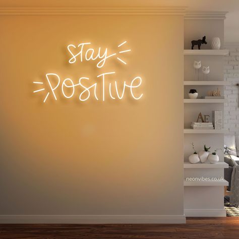 split Stay PositiveThis stunning neon led sign is handmade by our experienced team in the UK. A beautiful statement piece perfect for any content creators, homes, offices or public spaces to give the right vibe.Available in various sizes and colours PLUS Special options of RGB (multicoloured) or Pixel (animated) LEDs to give you something even more gorgeous to hang on your wall. Please Note: RGB and Pixel available from 150cm and up. Decoration, Neon, Neon Signs Home, Neon Wall Signs, Led Neon Signs, Neon Lighting, Led Signs, Neon Room, Led Lights
