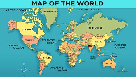 World Map of Countries - Download this printable maps of all the countries of the world along with countries name. Check out the complete list! Indiana, World Maps, India, English, Web Design, Canada, Countries Of The World, World Map With Countries, Countries