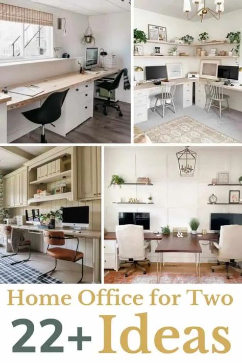 Home Office, Design, T Shaped Desk For Two, Home Office For Two People, Dual Workspace Home Office, Shared Desk Home Office, Office Desk, Small Home Office For Two, Desk For Two People