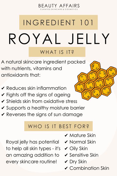 Skincare Ingredient Guide: Royal Jelly Benefits for Skin Fitness, Anti Aging Skin Care, Natural Skin Care Ingredients, Skincare Ingredients, Lotion For Oily Skin, Skincare Routine, Natural Skin Care, Anti Aging, Skincare
