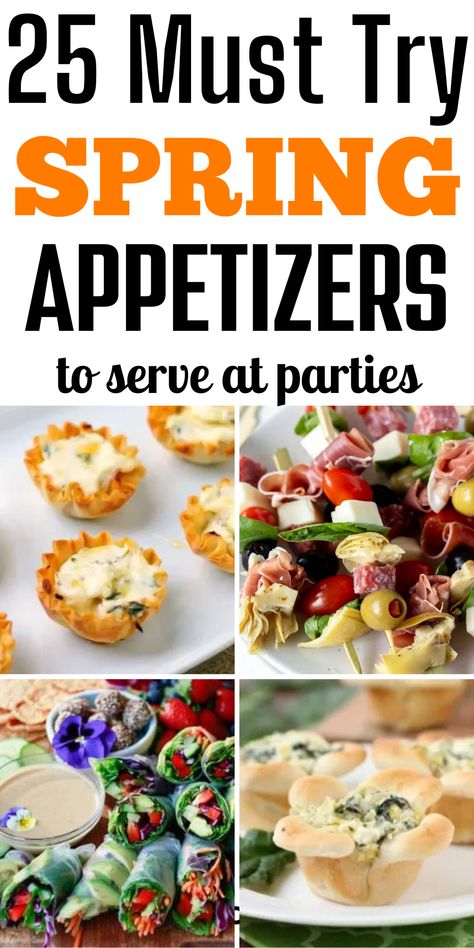 Impress your guests with these delicious Spring appetizers! From classic deviled eggs and shrimp cocktails to more unique options like bacon-wrapped asparagus and mini quiches, we have a variety of options to suit any taste. Looking for lighter easter appetizers? Our Caprese salad skewers are perfect for snacking. For something a bit more exotic, our spring rolls and puff pastry bites are sure to impress. From Spring brunch to Easter dinner, these spring appetizers are perfect for everyone. Dips, Easter Brunch Appetizers, Easter Appetizers Easy, Easter Appetizers, Easter Brunch Salad, Easter Party Appetizers, Easter Appetizers Healthy, Spring Party Appetizers, Easter Food Appetizers