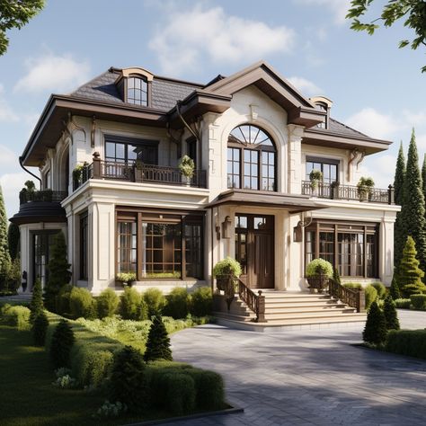 Modern wooden houses in neoclassical style Architecture, Modern Wooden House, Classic House Design, Neoclassical House Design, Colonial Style House, Big Modern Houses, Classic House Design Exterior, Modern Classic Architecture, Modern House Facades