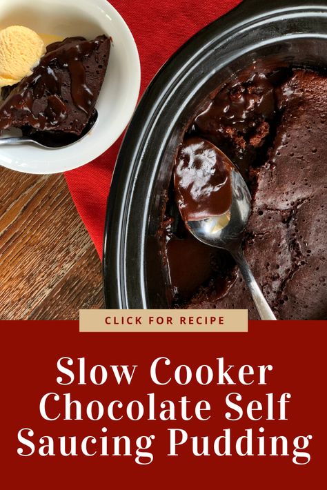Easy and delicious Slow Cooker Chocolate Self Saucing Pudding Slow Cooker, Mousse, Biscuits, Dessert, Pudding, Trifle, Slow Cooker Brownies, Slow Cooker Recipes, Slow Cooker Desserts