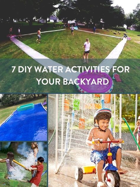 Keep cool and have family fun with these DIY backyard water activities Outdoor, Back Garden Games, Play, Backyard Water Games, Backyard Water Fun, Backyard For Kids, Backyard Activities, Backyard Games, Backyard Fun