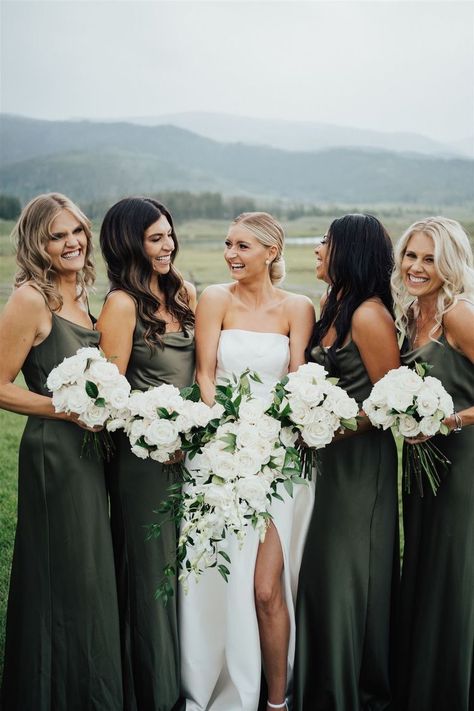 Evening Gowns, Boho, Forrest Green Bridesmaid Dresses, Forest Green Bridesmaid Dresses, Olive Bridesmaid Dresses, Satin Bridesmaid Dresses, Green Satin Bridesmaid Dresses, Winter Bridesmaid Dresses, Bridesmaid Dress Colors