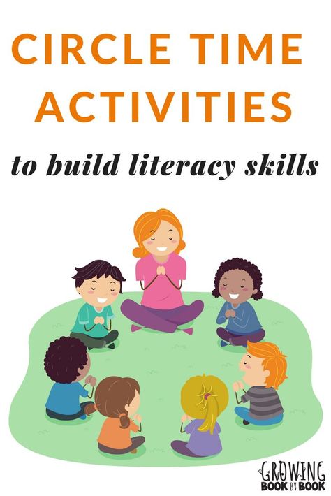 Lots of books, songs, and activities to build literacy-rich circle times with toddlers, preschoolers, and kindergarteners. #circletime #literacy via @growingbbb Pre K, Early Literacy Activities, Preschool Circle Time Activities, Literacy Skills, Literacy Activities Preschool, Literacy Lessons, Preschool Circle Time, Literacy Activities, Preschool Literacy