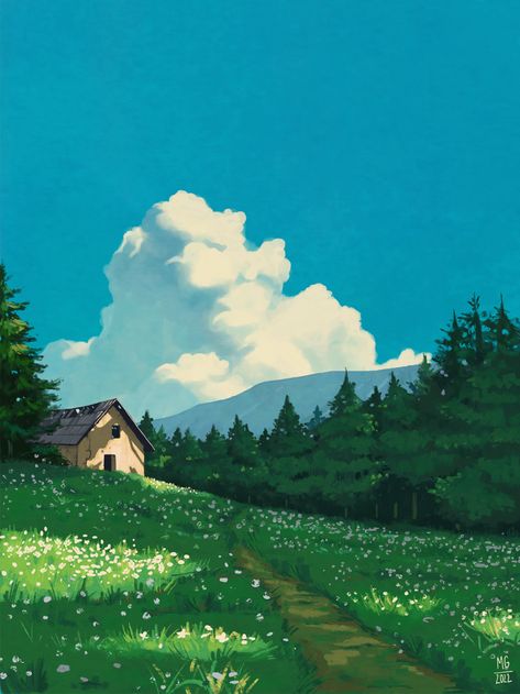 Studio Ghibli, Design, Perspective, Scenary Paintings, Perspective Art, Scenery Paintings, Nature Art Painting, Digital Painting, Nature Paintings