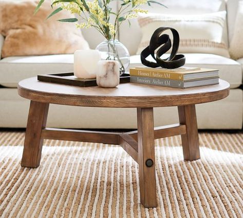 Pottery Barn, Home Décor, Coffee Tables, Sofas, Round Wood Coffee Table, Round Coffee Table Rustic, Coffee Table Pottery Barn, Round Wooden Coffee Table, Coffee Table Wood