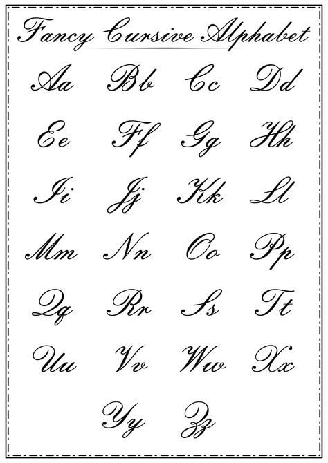Fancy Cursive Handwriting Alphabet Cursive Letters Fancy, Cursive Letters Font, All Cursive Letters, Fancy Fonts Alphabet, Fancy Lettering Alphabet, Cursive Fonts Alphabet, Cursive Letters, Font Styles Alphabet, Cursive Alphabet